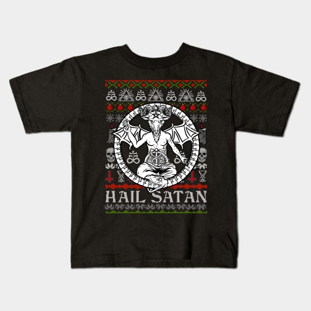 Satanic Christmas - Hail Satan Ugly Sweater Kids T-Shirt by biNutz